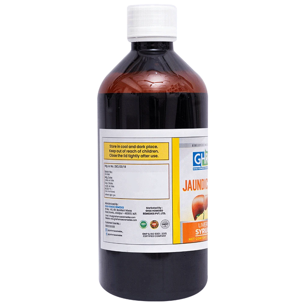 Ghai Homoeo Remedies Syrup Jaundicare Liver bottle of 500 ml Syrup