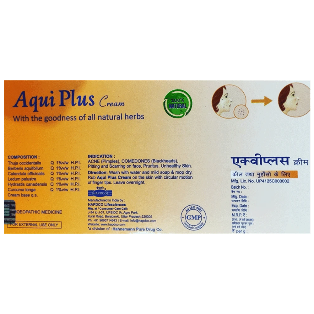 Hapdco Aqui Plus Cream tube of 25 gm Cream