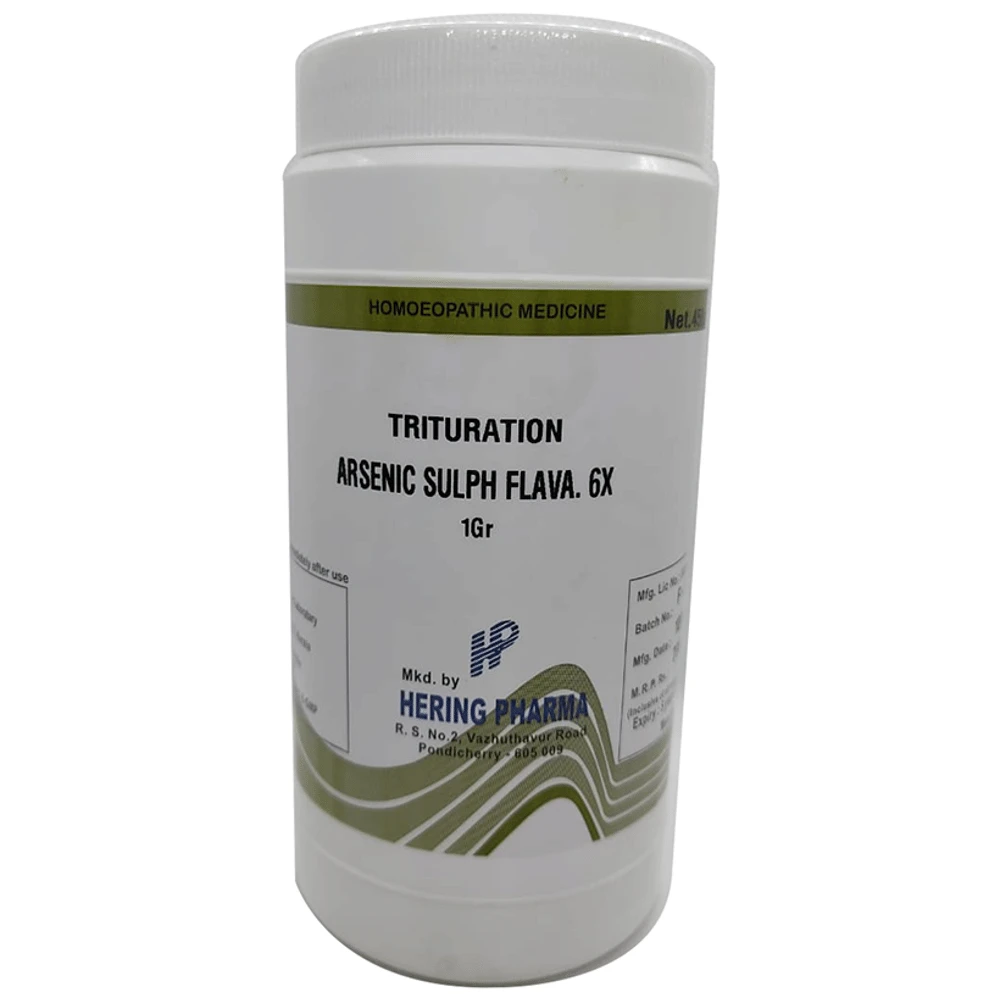 Hering Pharma Arsenic Sulph Flava Trituration Tablet 6X jar of 450 gm Trituration Tablet