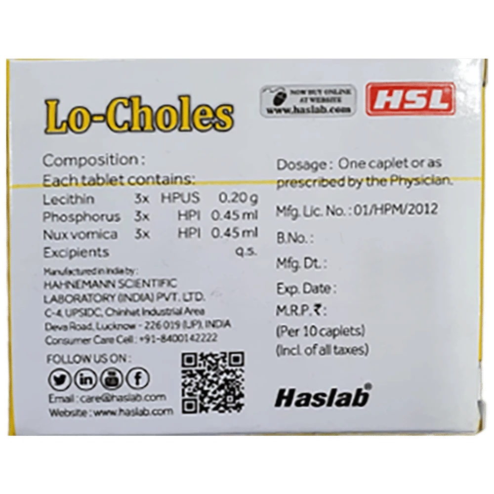 Haslab Lo-Choles Caplet box of 10 caplets