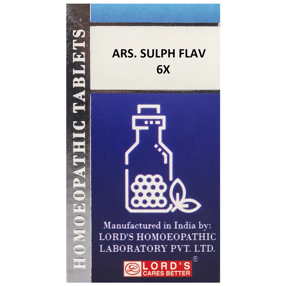 Lord's Ars Sulph Flav Trituration Tablet 6X bottle of 25 gm Trituration Tablet