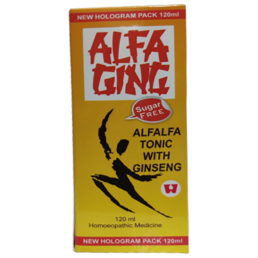 Dr. Wellmans Alfa Ging Alfalfa Tonic with Ginseng Sugar Free bottle of 120 ml Tonic