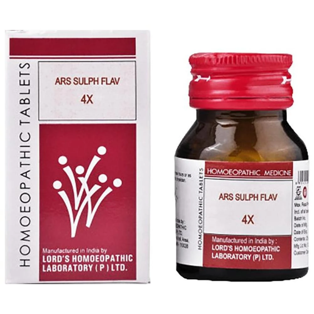 Lord's Ars Sulph Flav Trituration Tablet 4X bottle of 25 gm Trituration Tablet