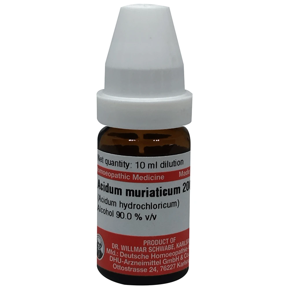 Dr Willmar Schwabe Germany Acidum Muriaticum Dilution 200 bottle of 10 ml Dilution