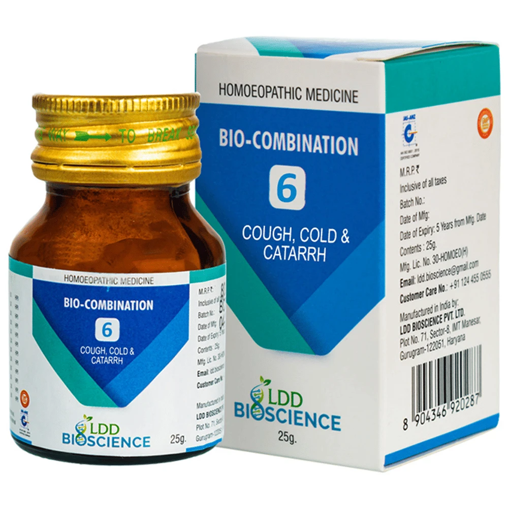LDD Bioscience Bio-Combination 6 Cough, Cold & Catarrh Tablet bottle of 25 gm Biocombination Tablet