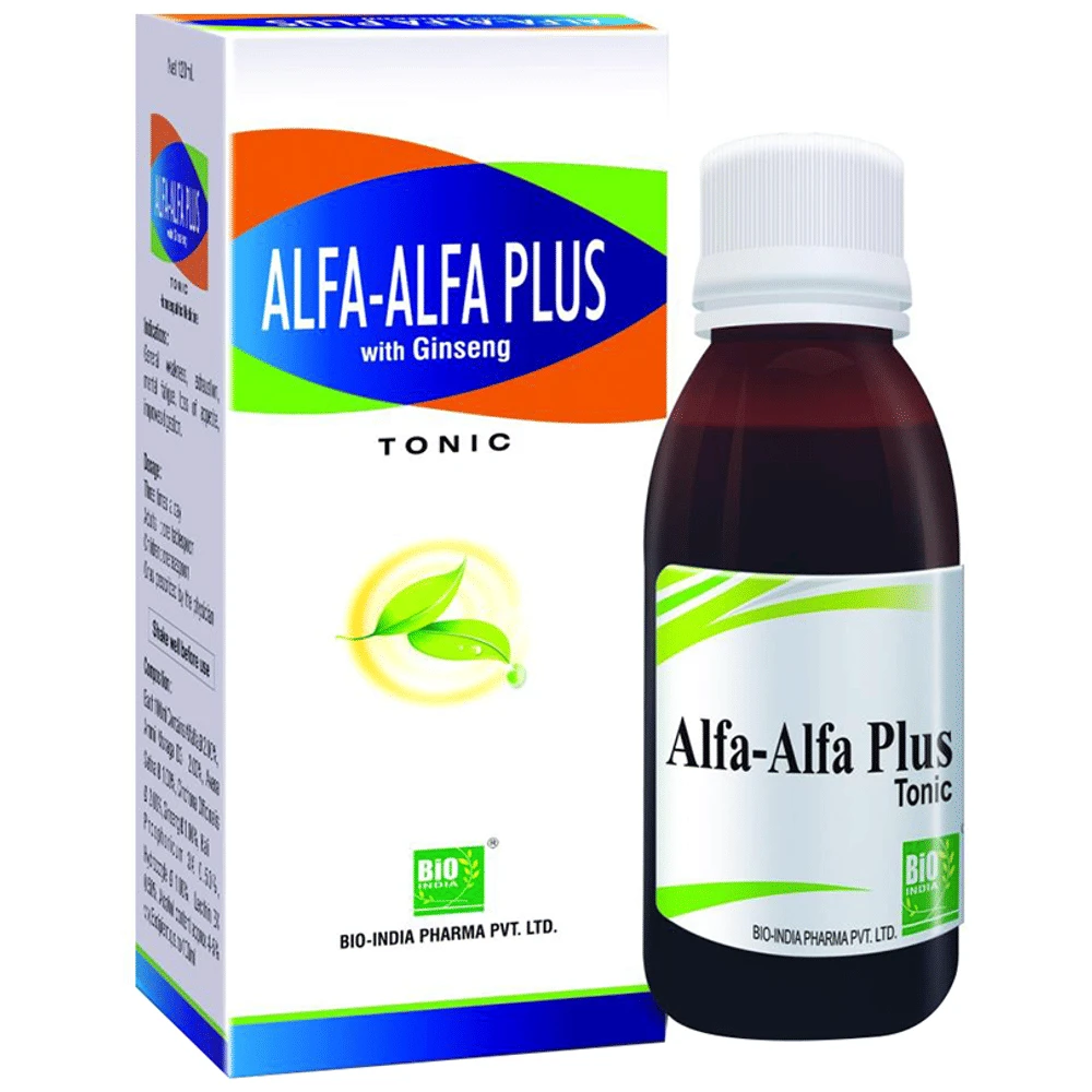 Bio India Alfa-Alfa Plus with Ginseng Tonic bottle of 500 ml Tonic