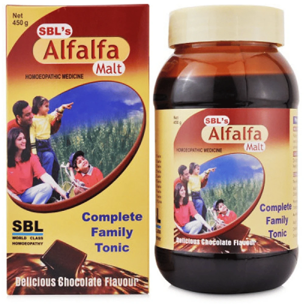 SBL Alfalfa Malt Energy Stimulant Delicious Chocolate jar of 450 gm Paste