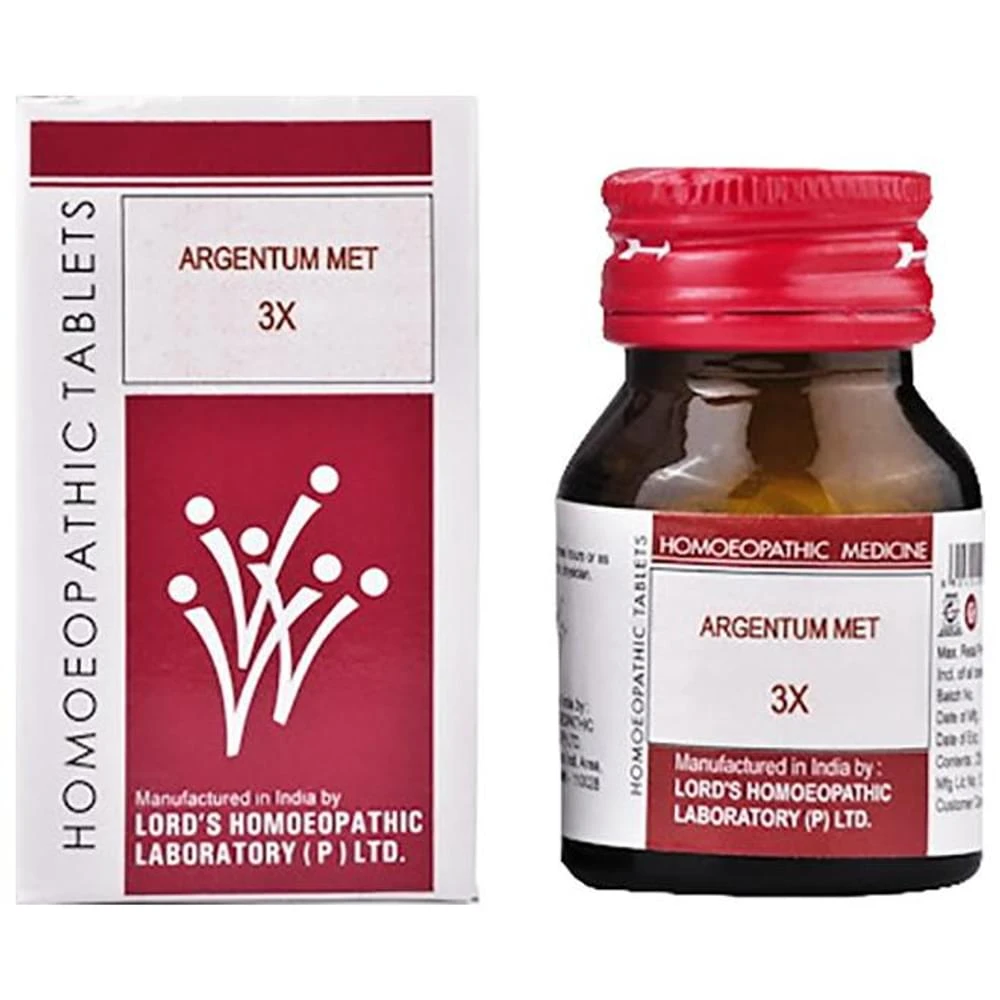 Lord's Argentum Met Trituration Tablet 3X bottle of 25 gm Trituration Tablet