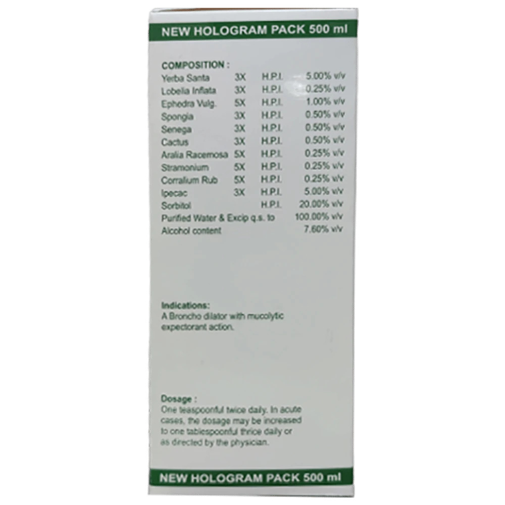 Dr. Wellmans Astha+Cure Expectorant Sugar Free bottle of 500 ml Expectorant