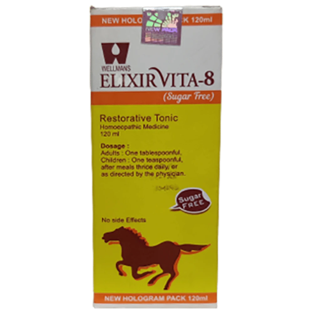 Dr. Wellmans Elixirvita 8 Restorative Tonic Sugar Free bottle of 120 ml Tonic