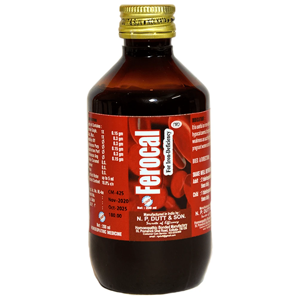 N.P. Dutt & Son Ferocal Syrup bottle of 200 ml Syrup