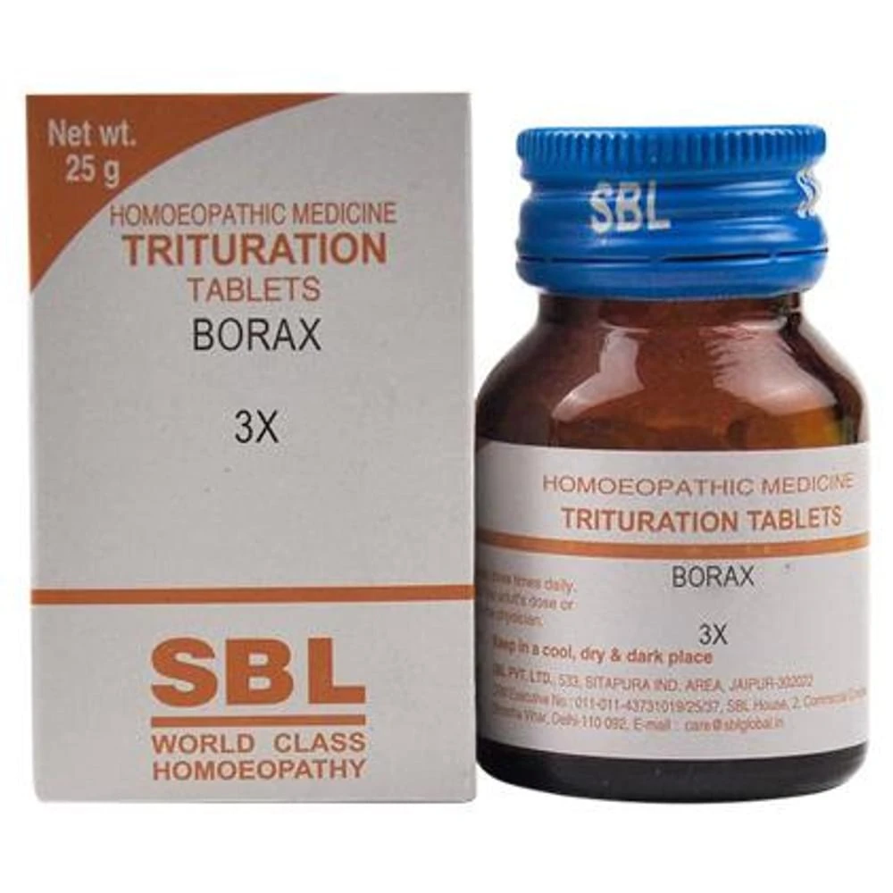 SBL Borax Trituration Tablet 3X bottle of 25 gm Trituration Tablet
