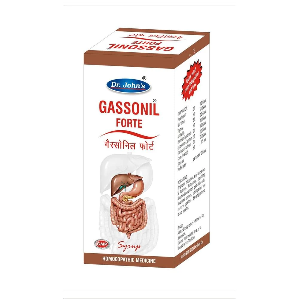 Dr. Johns Gassonil Forte Syrup bottle of 120 ml Syrup