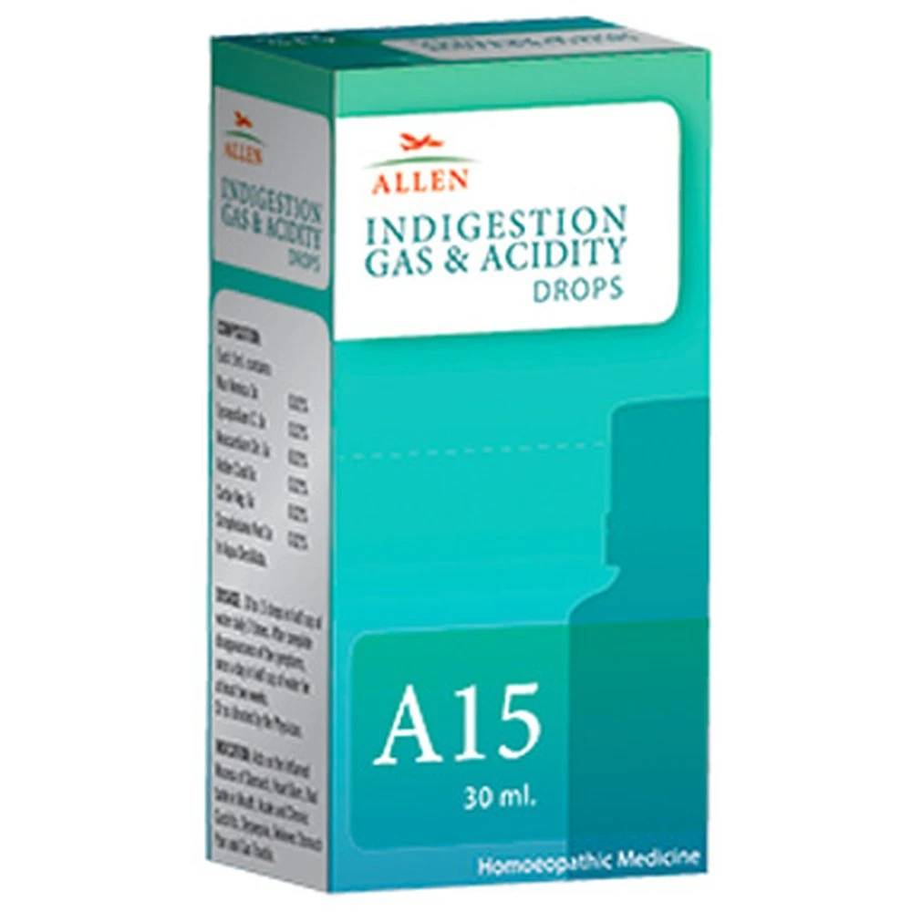 Allen A15 Indigestion Gas & Acidity Drops (30ml) Allen A15 Indigestion Gas & Acidity Drops (30ml)