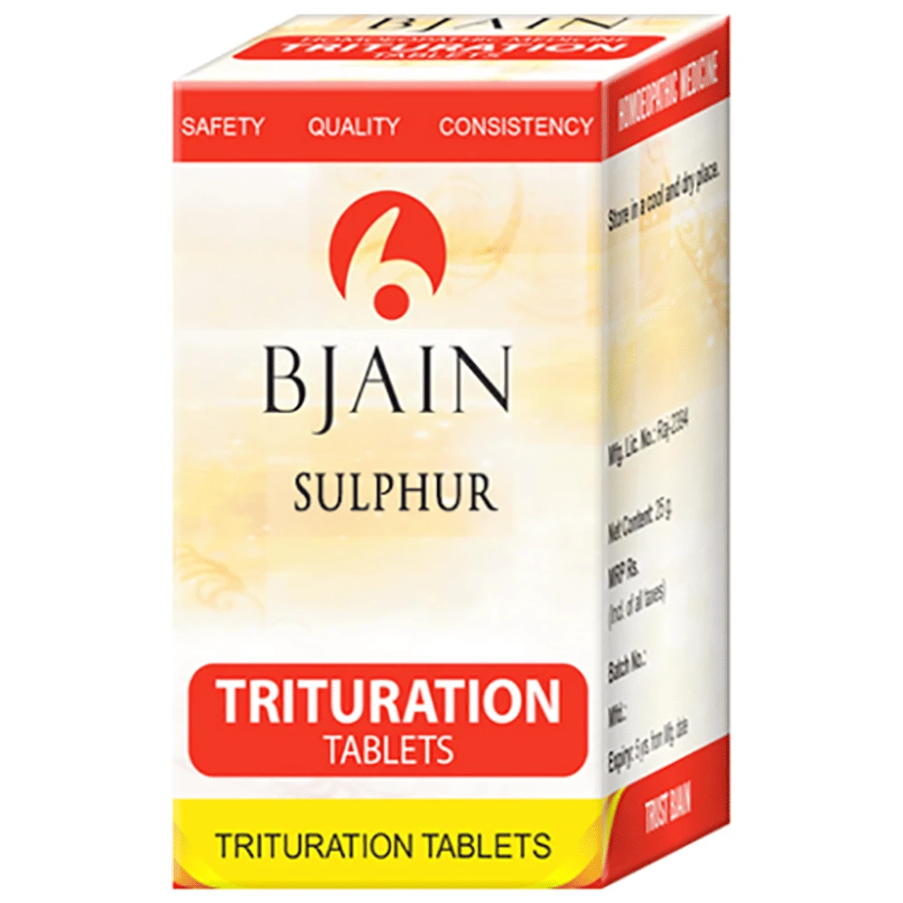 Bjain Sulphur Trituration Tablet 6X bottle of 25 gm Trituration Tablet