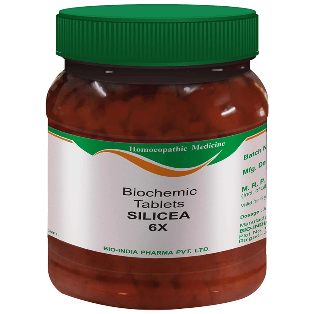 Bio India Silicea Biochemic Tablet 6X bottle of 450 gm Biochemic Tablet