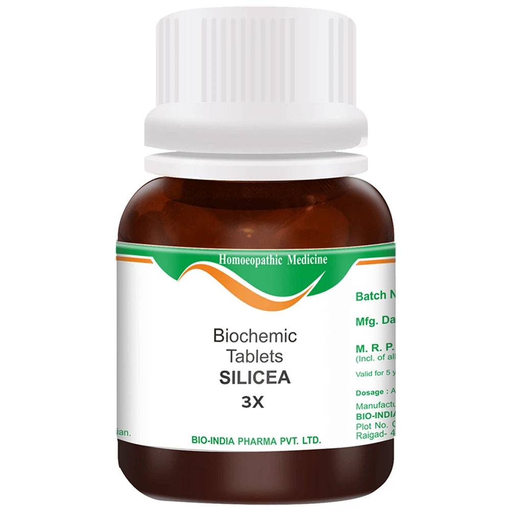 Bio India Silicea Biochemic Tablet 3X bottle of 25 gm Biochemic Tablet