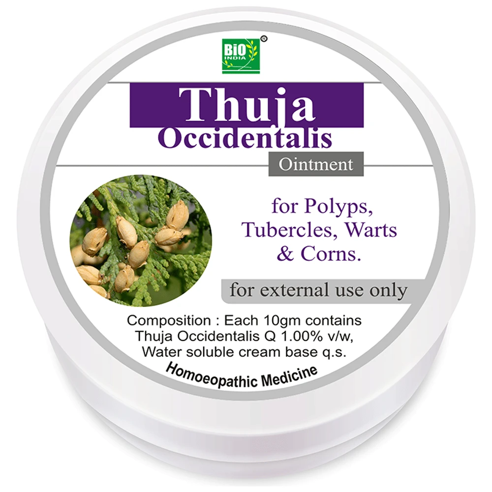 Bio India Thuja Occidentalis Ointment jar of 30 gm Ointment