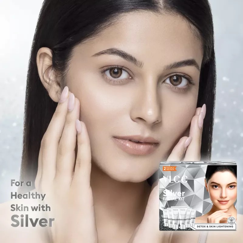 VLCC Silver Facial Kit (Toner 10g + Scrub 10g + Gel 10g + Cream 10g + Pack 10g + Moisturising Gel 10g) (60g)