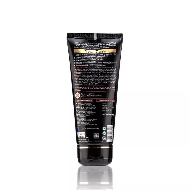 VLCC 7X Ultra Whitening & Brightening Charcoal Peel Off Mask (100g)