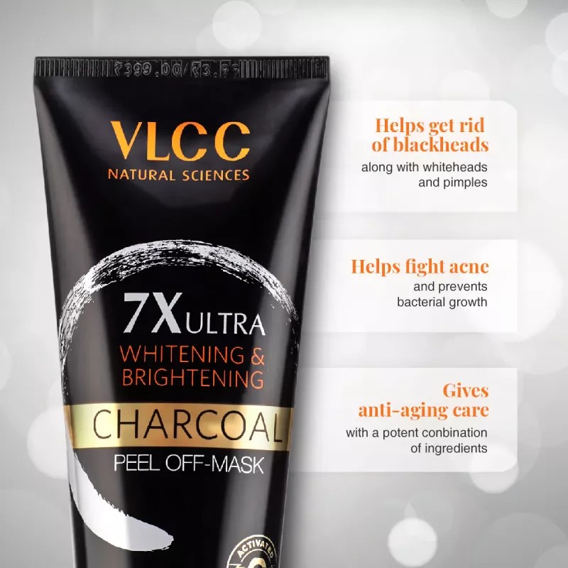 VLCC 7X Ultra Whitening & Brightening Charcoal Peel Off Mask (100g)