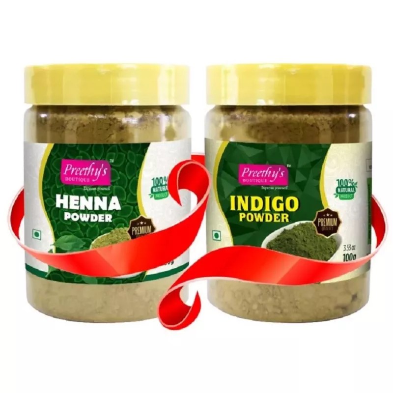Preethy's Boutique Henna Powder + Indigo Powder (100g, Pack of 2)