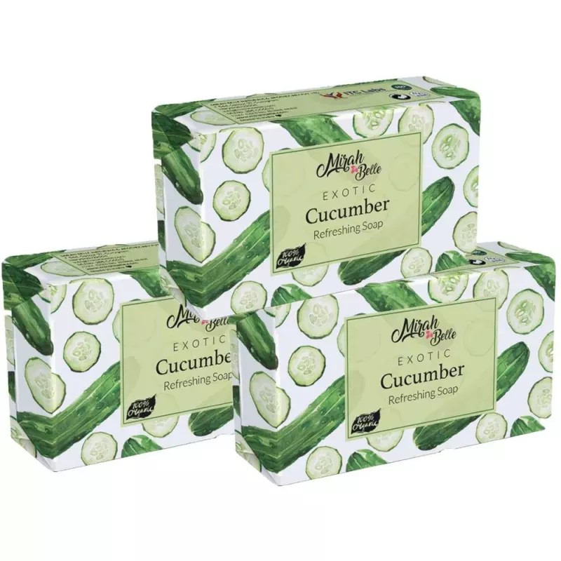 Mirah Belle Organic Cucumber Refreshing Soap Bar (125g, Pack of 3)