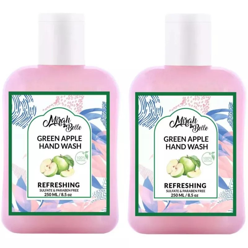 Mirah Belle Green Apple Natural Hand Wash Sulfate & Paraben Free (250ml, Pack of 2)