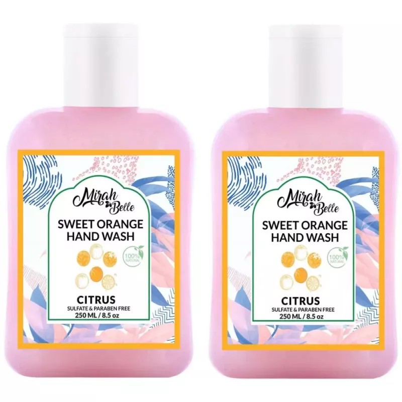 Mirah Belle Sweet Orange Natural Hand Wash Sulfate & Paraben Free (250ml, Pack of 2)