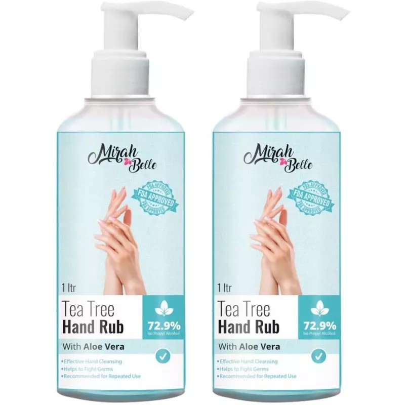 Mirah Belle Tea Tree Aloe Vera Hand Rub Sanitizer (1000ml, Pack of 2)