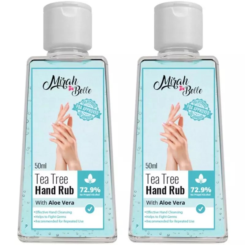 Mirah Belle Tea Tree Aloe Vera Hand Rub Sanitizer (50ml, Pack of 2)