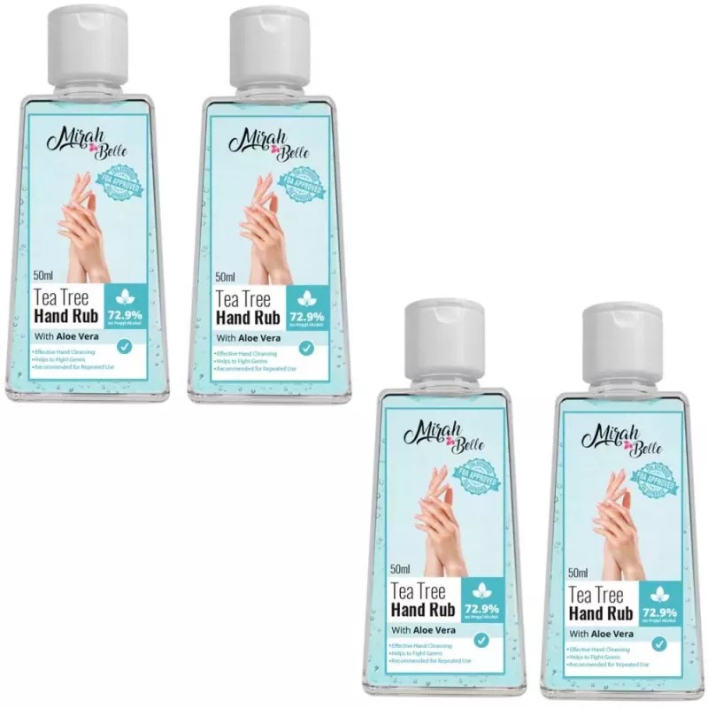Mirah Belle Tea Tree Aloe Vera Hand Rub Sanitizer (50ml, Pack of 4)