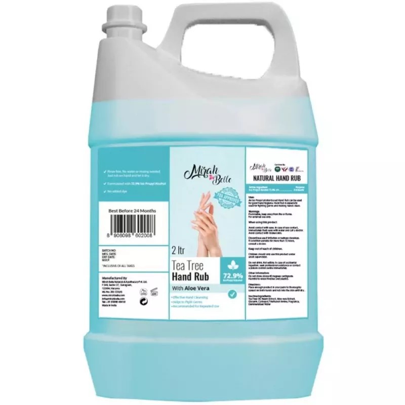 Mirah Belle Tea Tree Aloe Vera Hand Rub Sanitizer Liquid (2000ml)
