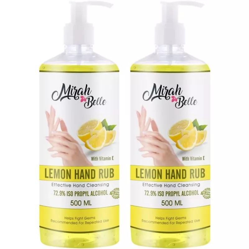 Mirah Belle Lemon Hand Rub Sanitizer (500ml, Pack of 2)