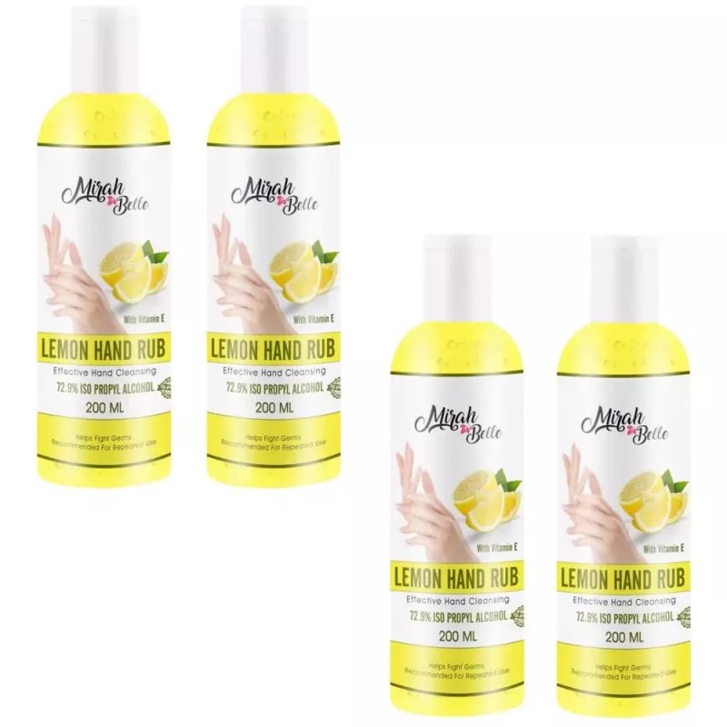 Mirah Belle Lemon Hand Rub Sanitizer (200ml, Pack of 4)