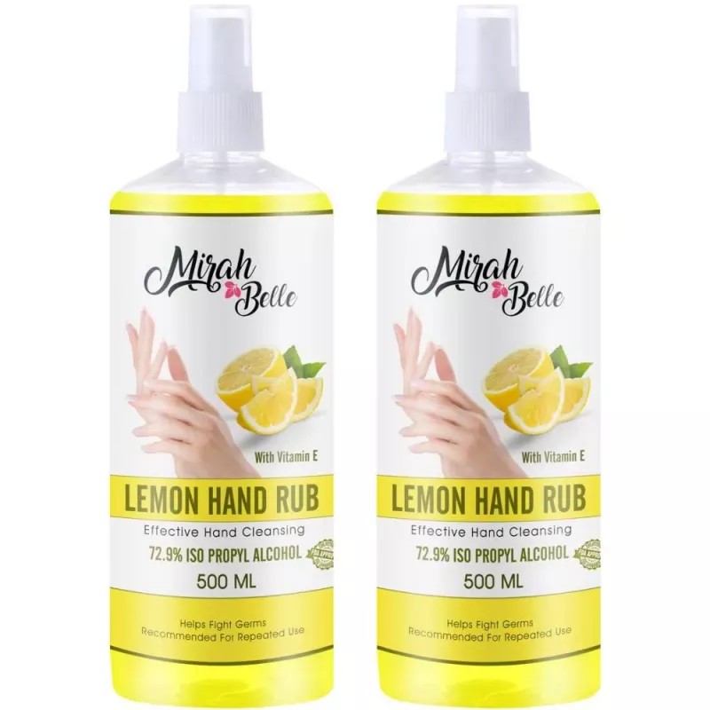 Mirah Belle Lemon Hand Rub Sanitizer Spray (500ml, Pack of 2)