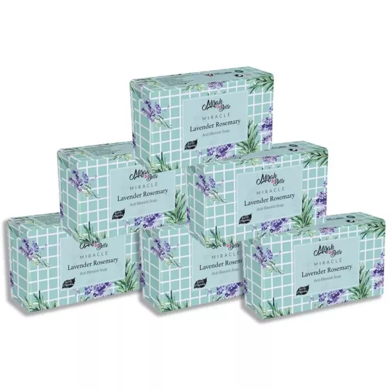 Mirah Belle Organic Lavender Rosemary Anti Blemish Soap Bar (125g, Pack of 6)