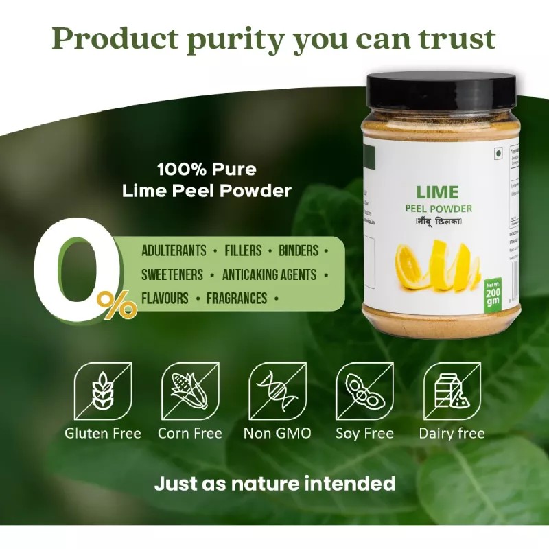 Bixa Botanical Lime Peel Powder Citrus Aurantifolia (200g)