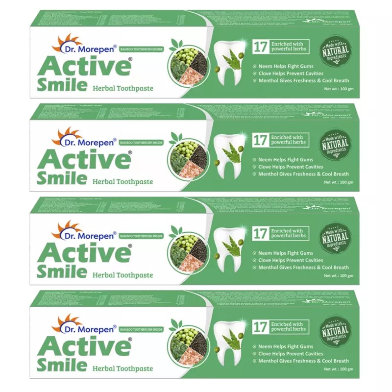 Dr Morepen Active Smile Herbal Toothpaste With Neem (100g, Pack of 4)