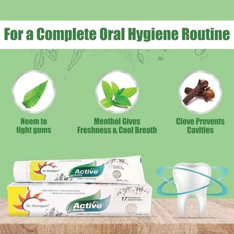 Dr Morepen Active Smile Herbal Toothpaste With Neem (100g, Pack of 4)