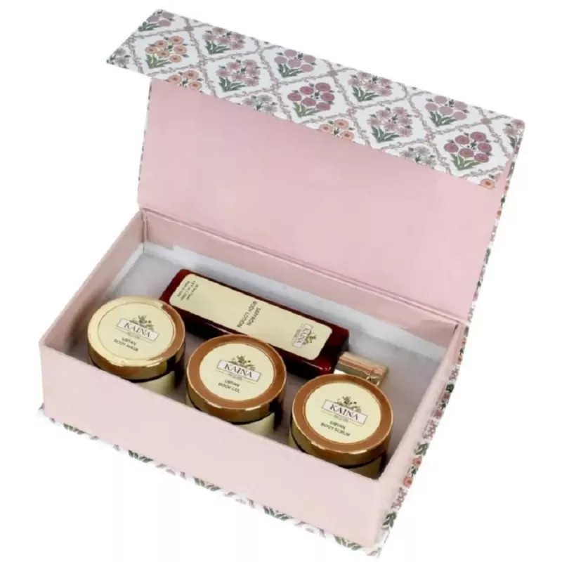 Kaina Skincare Ubtan Body Polishing Kit Set Of 4 (Scrub 100g + Gel 100g + Mask 100g + Body Lotion 200ml) (1Pack)