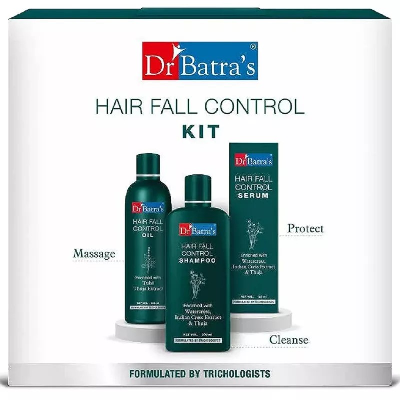 Dr Batras Hair Fall Control Kit (Oil 200ml + Shampoo 200ml + Serum 125ml) (1Pack)