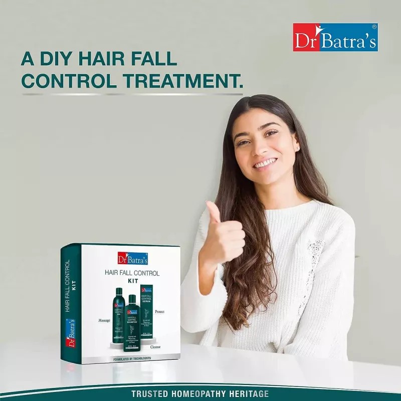 Dr Batras Hair Fall Control Kit (Oil 200ml + Shampoo 200ml + Serum 125ml) (1Pack)