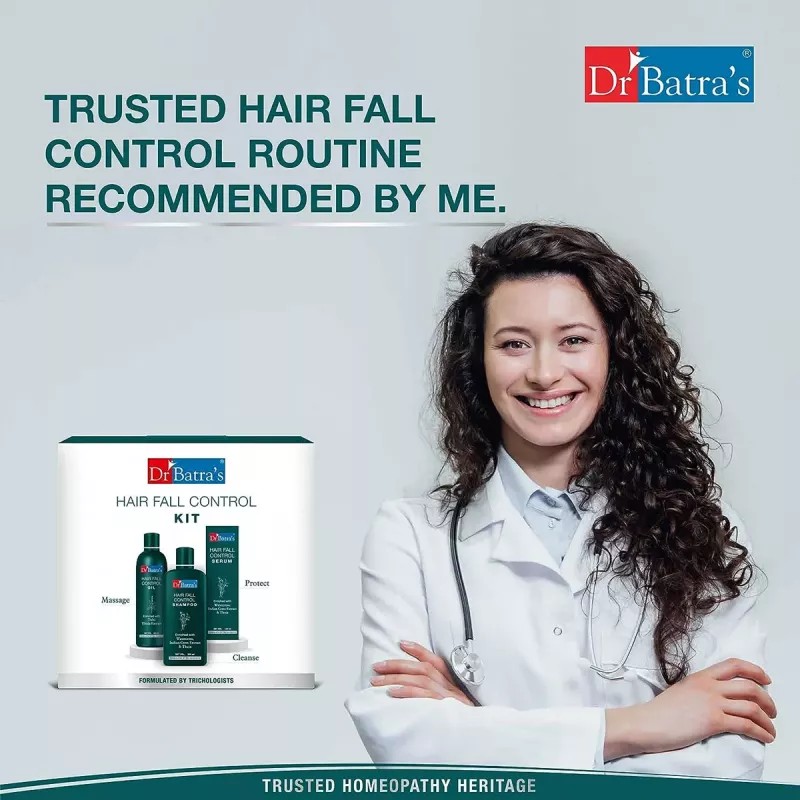 Dr Batras Hair Fall Control Kit (Oil 200ml + Shampoo 200ml + Serum 125ml) (1Pack)