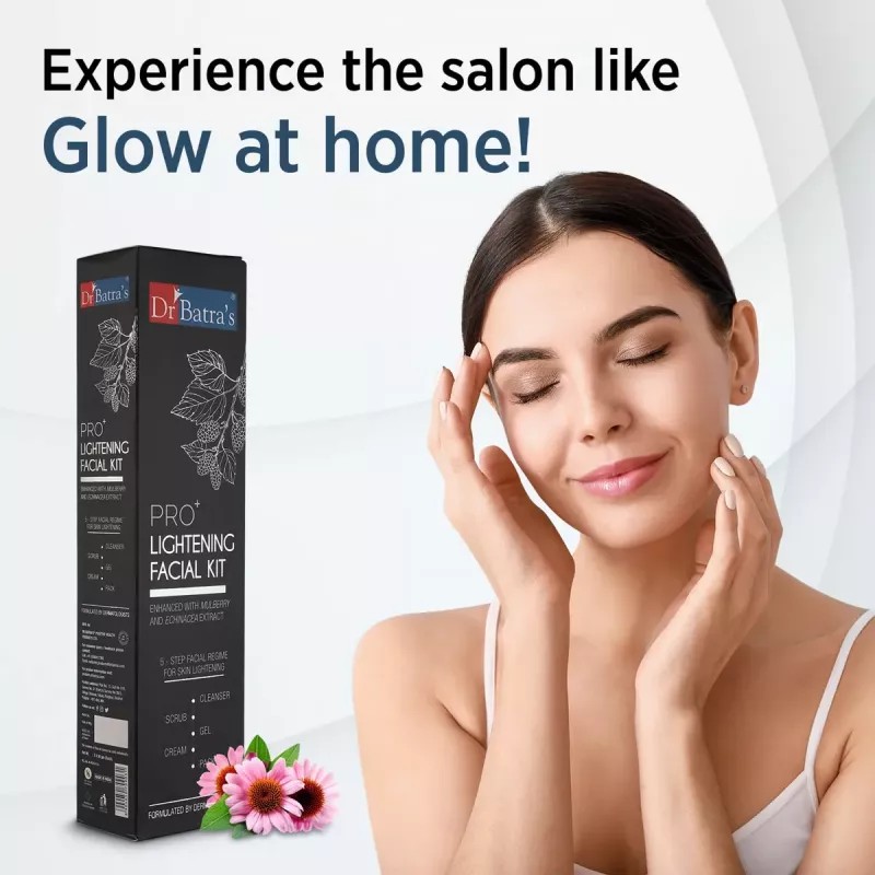 Dr Batras Pro Plus Lightening Facial Kit (Facial Pack 50g + Scrub 50g + Cleanser 50g + Gel 50g + Massage Cream 50g) (1Pack)