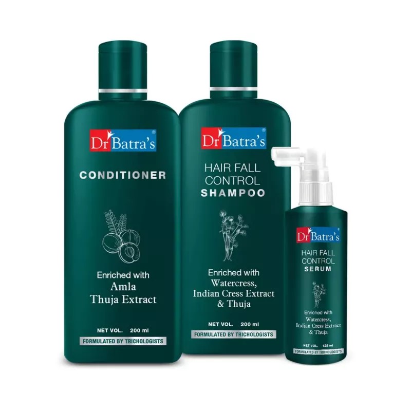 Dr Batras Hair Fall Control Shampoo, Serum & Conditioner Combo (Shampoo 200ml + Serum 125ml + Conditioner 200ml) (1Pack)