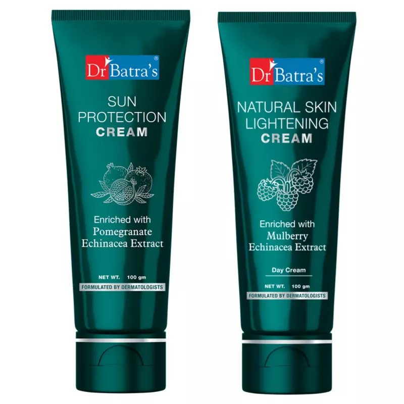 Dr Batras Sun Protection Cream & Natural Skin Lightening Cream Combo (Each 100g) (1Pack)