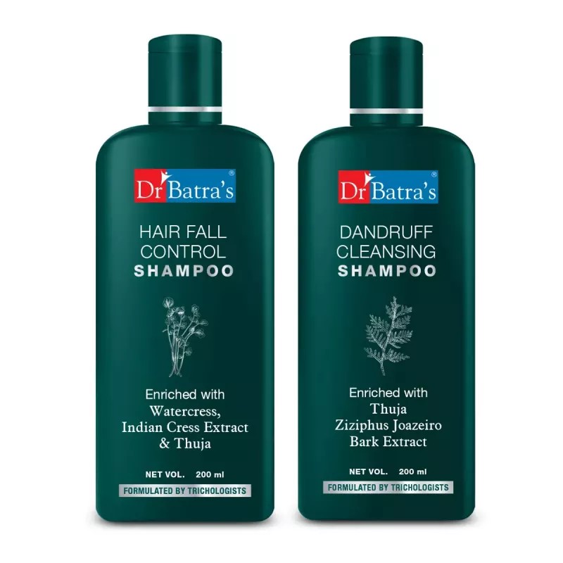 Dr Batras Dandruff Cleansing Shampoo & Hair Fall Control Shampoo Combo (Each 200ml) (1Pack)