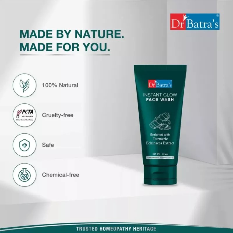 Dr Batras Instant Glow Facewash With Tumeric (50g, Pack of 4)