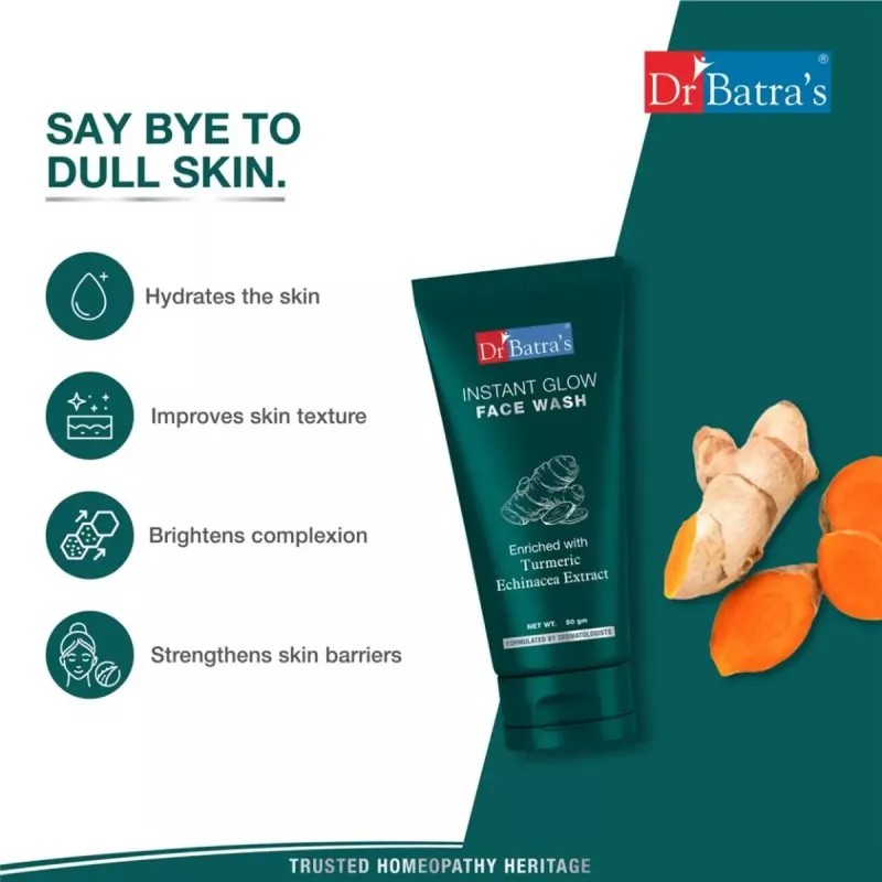 Dr Batras Instant Glow Facewash With Tumeric (50g, Pack of 4)